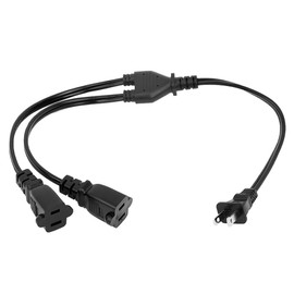2-Prong Nema 1-15P Male to Dual 1-15R Female Y Splitter Extension Cord, 1.6FT