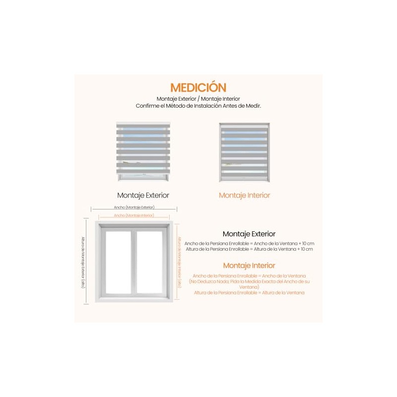 OSLIFE Persianas Enrollables para Ventana,140 x 180cm,Cortinas Blackout | Ajustables