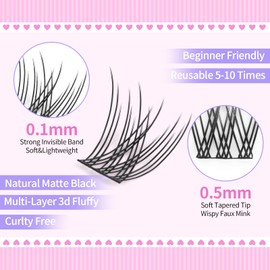 Mlen Diary Lash Clusters, 100 Pcs 10-16mm D Curl Individual Lashes, DIY Eyelash Extenisons Kit, Natural Look Wispy Clusters Lashes, Reusable False Eyelashes (Corn Poppy)