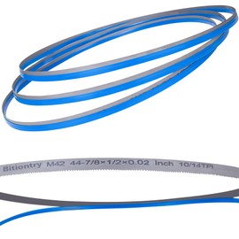 Bitiontry 44-7/8 Inch Bandsaw Blades 10/14 TPI for Milwaukee 48-39-0551, DeWalt DCS374B Portable Band Saw, 44-7/8" x 1/2" x .020", 3-Pack Gift a Pair of Gloves