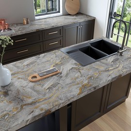 VaryPaper Matte Marble Contact Paper for Countertops 15.7''x315'' Kitchen Countertop Peel and Stick Waterproof Removable Self Adhesive Wallpaper Marble Vinyl Wrap for Cabinets Desk Table Furniture