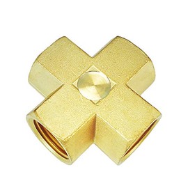 Nigo Industrial Co. Forged Brass Pipe Fitting, 4-Way Tee, Female Pipe (1, 1/2" x 1/2" x 1/2" x 1/2" NPT)