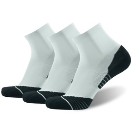 Tennis Ankle Socks HUSO Extra Cushion Reinforced Compression Support Running Low Cut Socks for Men White 3 Pairs
