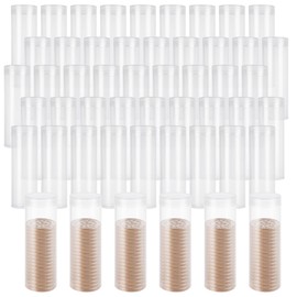 YAYODS 60 Pcs Plastic Coin Tubes, Penny Coin Storage Tubes with Screw-On Caps, Clear Coin Holders for Coins Collection Supplies