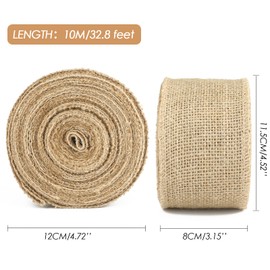G2PLUS 10 m Jute Ribbon Burlap Ribbon Vintage 8 cm Hessian Ribbon Decorative Ribbon for DIY Crafts Christmas Decoration Wedding Party