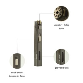 5 Pack Butane Torch Lighter,5 Color Portable Lighters,Single Jet Flame Lockable Adjustable,Fuel Tank Visible,with Extra Tools(No Gas)