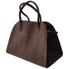 Large Suede Tote Bag For Women,Suede Retro Shoulder Bag,Crossbody Bag Faux Leather Handbag Trendy Work With shoulder strap (Coffee Large without shoulder strap)