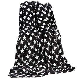 CelinaTex Moonlight cuddly blanket, 150 x 200 cm, black coral fleece bedspread, microfiber sofa blanket, stars blanket
