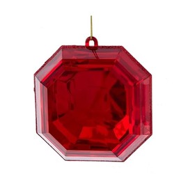 Kurt Adler Sparkling Square Jewel Diamond - 6 Inch red Plastic Decorative Hanging Holiday Ornament