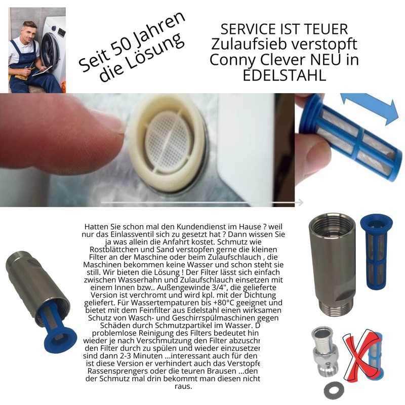 Long-term Water Filter 3/4 Inch Connection Washing Machine Dishwasher