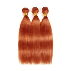 Orange Human Hair Bundles Color 350 Human Hair Ginger Orange Bundles Human Hair Brazilian Remy Hair Wet and Wavy Bundles Soft and Silky Double Weft Bundles for Woman 10 12 14 Inch