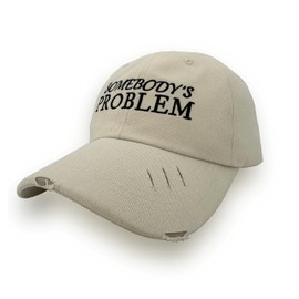 Noxmidl Men Women Embroidery Somebody's Problem Baseball Cap Vintage Black DAD MOM Funny Gifts Trucker Cotton vios-White