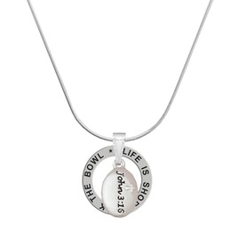 Delight Jewelry Silvertone Bible Verse John 3:16 - Silvertone Life is Short Lick the Bowl Message Ring Necklace, 18"