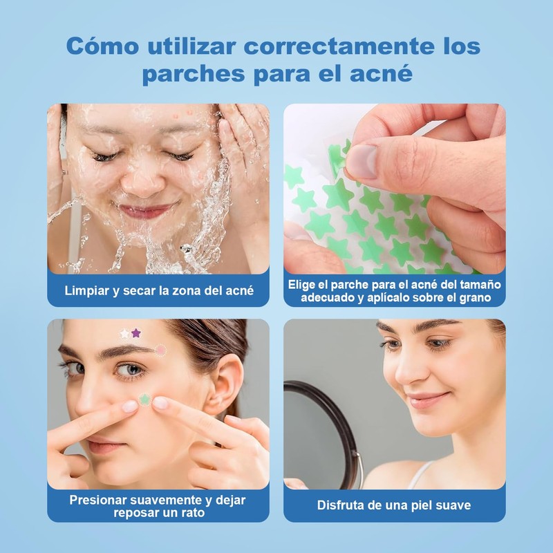 Parches para Acne,Pimple Patch,200 Almohadillas Hidrocoloides para Espinillas, Parches para