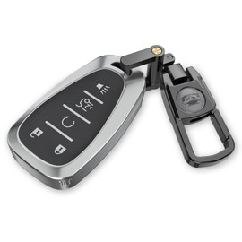 Chevy Key Fob Cover with Keychain.No Screws Required for Installation. Compatible with Chevy Equinox Malibu Camaro Cruze Trailblazer Traverse Blazer Sonic Volt Bolt(Frosted Matte Gray, 5 Button)