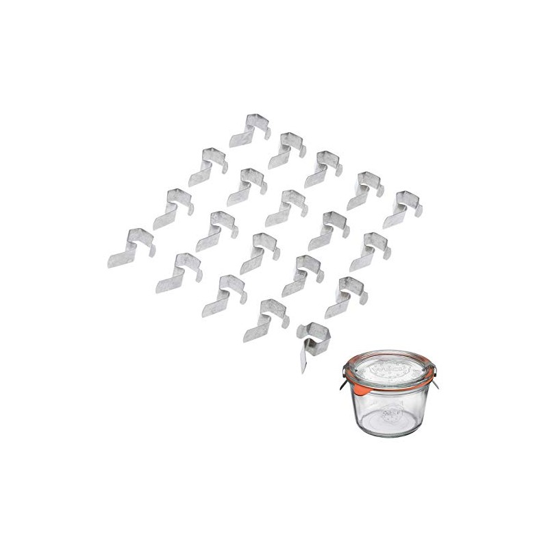 Weck 20 Klammern für Einmach-/ Einkochgläser, Stahl, Silber, 40742251