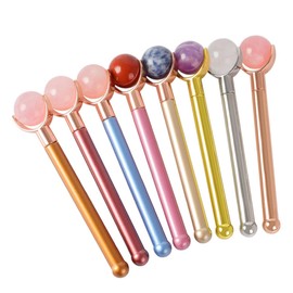 FOMIYES Jade Roller Face Massager for Anti-Aging Natural Stone Facial Massage Tool with Metal Handle Suitable for Skin Types for Skincare Routine and Puffiness Reduction