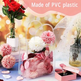 36 Pack Clear PVC Gift Bags with Handles Heavy Duty Plastic Tote Bag Bulk Transparent Shopping Bags Party Bags Retail Bags Gift Bags, Reusable and Waterproof