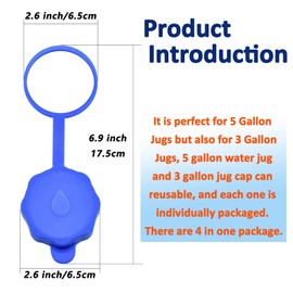 5 Gallon Water Jug Cap, 3 & 5 Gallon Water Bottle Caps Pack of 4, Silicone Reusable 5 Gal Water Jug Cap, Non Spill Water Bottle Caps-Pack of 4