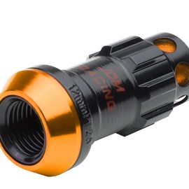 DNA MOTORING LN-ZTL-9016-125-OR 16Pcs M12 x 1.25 Closed End Wheel Lug Nuts + 4Pcs Lock Nuts + Key + Extension Adapter, 22mm OD/45mm Height, Orange Accents/Black Body