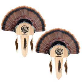 2 Pack Turkey Fan Mount Kit Wooden Wall Mounted Turkey Fan Mounts Plaque Carved Natural Oak Turkey Beard Mounting Kit Universal Hunting Trophy for Home Decor