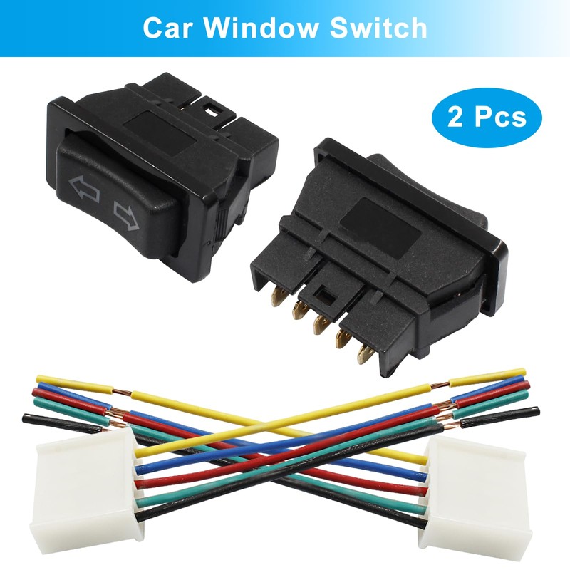 Coufce 2Pcs 5 Pin Car Power Window Switch, Double Arrow