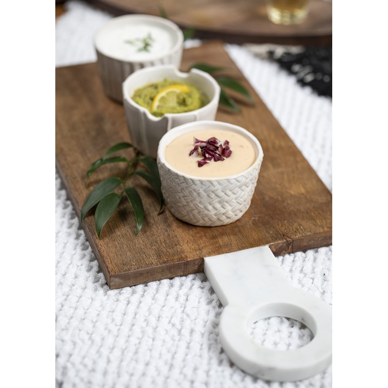 Mud Pie Stoneware Ramekin Set, Cream, ramekin 2" x 3"