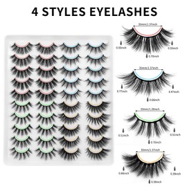 Dysilk 6D false eyelashes, dramatic reusable handmade thick eyelashes, natural long artificial makeup eyelashes, 4 types of mixed eyelashes, 20 pairs