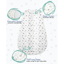 MOXTOYU Baby Sleeping Bag, Soft 100% Cotton 0.5 Tog Toddler Sleep Sack with Two-Way Zipper, Sleeveless Swaddle Blanket for Newborn Boys Girls, Newborn Baby Gift, Baby Sleeping Bag 6-12 Months