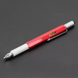 Unbranded 7 in1 Multifunction Ballpoint Pen with Modern Handheld Tool Measure Technical - Red