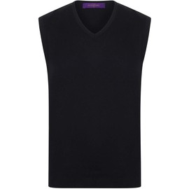 Henbury Mens Sleeveless 12 Gauge V-Neck Fine Knit Jumper (3XL) (Black)