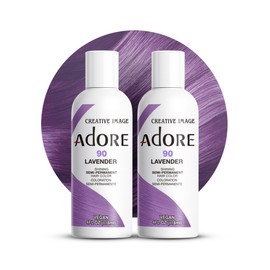 Adore Adore Semi Permanent Hair Color - Vegan and Cruelty-Free Purple Hair Dye - 4 Fl Oz - 090 Lavender (Pack of 2)