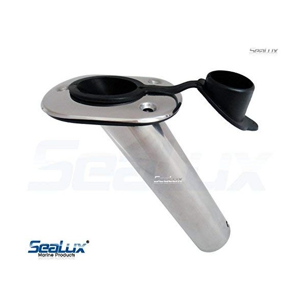SeaLux Marine 30 Degree Flush Mount Stainless Steel Fishing Rod Holder with Cap and Liner
