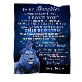 tgruihm Daughter Gift from Dad, to My Daughters Blue Lion Blanket 80"x60", Christmas Birthday Gifts for Daughter from Dad, Mothers Day Present for Adults Daughters Graduation Flannel Throw Blanket