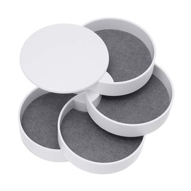 Ldirect Jewelry Organizer Small Jewelry Storage Box 4-Layer Rotating Travel Jewelry Tray Holder for Women Bracelets Rings Bracelets Earrings (White)