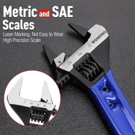 WORKPRO 4-Inch Thin Jaws Stubby Wide Opening Adjustable Wrench Metric/SAE Scales