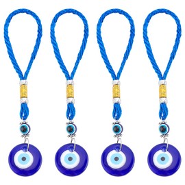WEBEEDY 4 Pcs Evil Eye Car Hanging Ornament Blue Evil Eye Beads Charm for Rear View Mirror,Evil Eye Pendent for Window Door Frame Balcony Car Decor Birthday Party Favors Turkish Good Luck Gifts