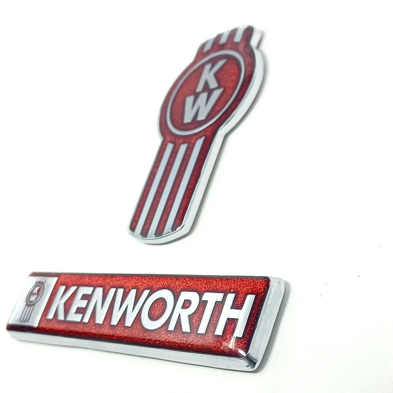 KW kenworth kw emblem metal truck semi chrome set red