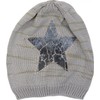 styleBREAKER Knitted Beanie Hat with Vintage Star Print and Rhinestone