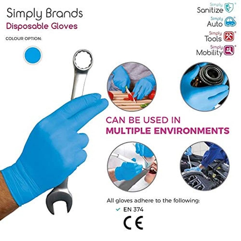 Simply Sanitize 100pk X-Large Nitrile/Vinyl Blend Disposable Gloves, Blue, VNG004