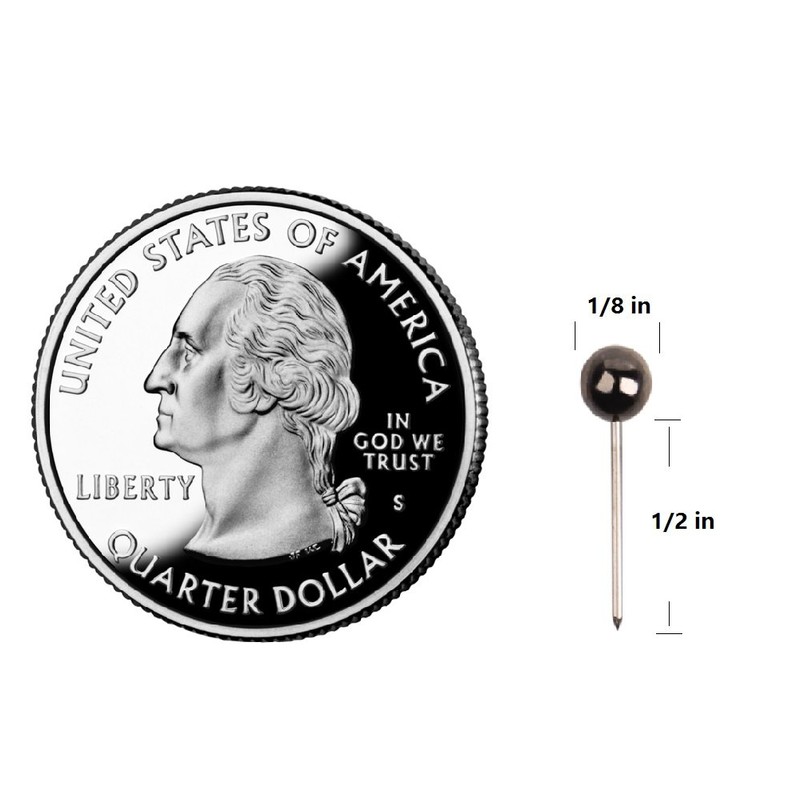 Yalis Push Pins Map Tacks 1/8-Inch Metallic Color Beads Head