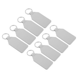 PATIKIL Sublimation Keychain Blanks, 8 Pack PU Leather Keychain Blanks Key Fob with Rings for DIY Keyring Car Home Keys, Silver