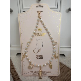 Universal Eye Phone Candy Los Angeles Phone Charm Bracelet Pearls w/ Nautical  Charms NEW