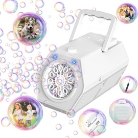 Panacare Upgrade Portable Bubble Machine, Automatic Bubble Machine, 20000+ Bubbles/Min with Bubble Solution, Light, Children's Bubble Machine, Outdoor Gift for Wedding/Easter/Party