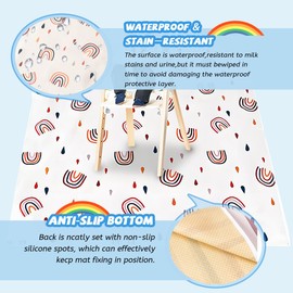 Treer High Chair Splash Floor Mat, Waterproof Washable Anti Slip Baby Playmat, Table Cloth and Picnic Mat 110x110cm, Baby Mess Mat for Painting/Playtime