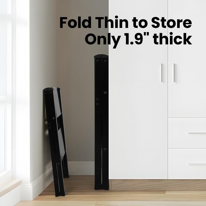 FAHKNS Black 2 Step Ladder, Aluminum Light Folding 2 Step
