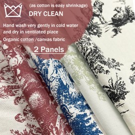 Sage Green Curtains 108 Inches Long for Living Room Bedroom,Spring Country Scenic Design Toile de Jouy Floral Pattern Print 108L Drapes Light Filtering Patio Door Curtain for Sliding Door Dining Room