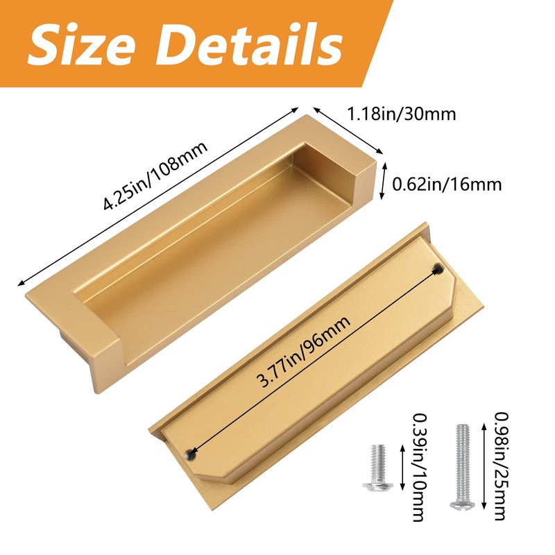 MOROBOR Tatami Hidden Door Handles, 4pcs Embedded Handle, Recessed Finger