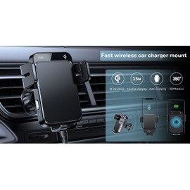 Joyroom Car Qi Wireless 15W Automatic Car Charger Electric Phone Holder Compatible with Air Vent Black