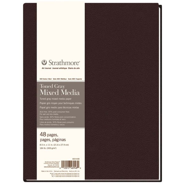 Strathmore 469-408 Diario de Arte de Medios Mixtos, 8.5 x 11 Pulgadas, Gris tonificado, 48 páginas